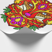 Fox boho abstrakte Kunstwolf rot lila weiß Geschenkpapier (Ecke)