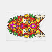 Fox boho Wolf abstrakte Kunst Rot lila Fleecedecke (Vorderseite (Horizontal))