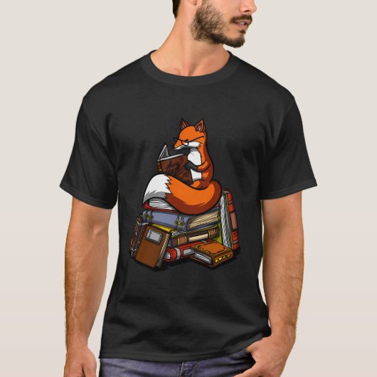 Fox Book Reading Nerd Geek Funny Librarian Boys Gi T-Shirt (Vorderseite)