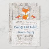 Fox Boy Baby Dusche Einladung rustikales Woodland (Vorne/Hinten)