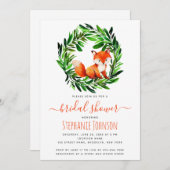 Fox Brautparty Niedlich Watercolor Wald Foliage Einladung (Vorne/Hinten)