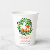 Fox Brautparty Woodland Wasserfarbenwelt Pappbecher (Rückseite)