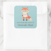 Fox-Buchzeichen Quadratischer Aufkleber (Tasche)