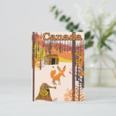 Fox Canada Vintage Reiseplakate Postkarte (Stehend Vorderseite)