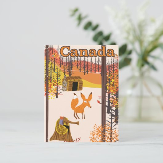 Fox Canada Vintage Reiseplakate Postkarte (Stehend Vorderseite)