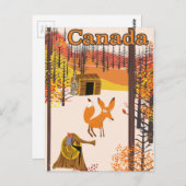Fox Canada Vintage Reiseplakate Postkarte (Vorne/Hinten)