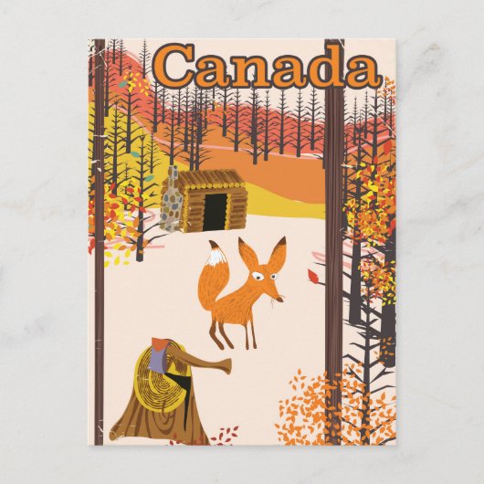 Fox Canada Vintage Reiseplakate Postkarte (Vorderseite)