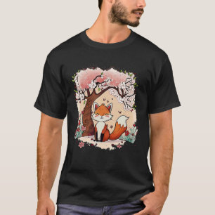 Fox Cherry Blossom Japanisch Ästhetische Vaporwave T-Shirt