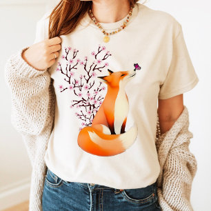 Fox Cherry Blossom Niedlich Pink Fox Bekleidung T-Shirt