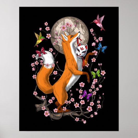 Fox Cherry Blossom Poster (Vorne)