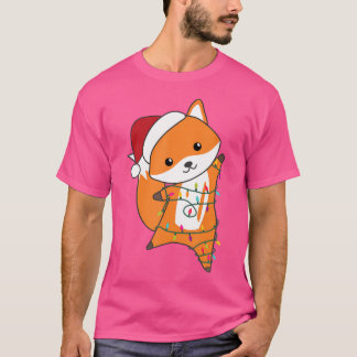 Fox Christmas Animals Fairy Lights Foxes für Chris T-Shirt