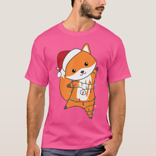 Fox Christmas Animals Fairy Lights Foxes für Chris T-Shirt (Vorderseite)