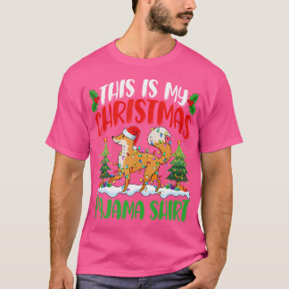 Fox Christmas Fox Weihnachtsmannmütze Xmas Lichter T-Shirt