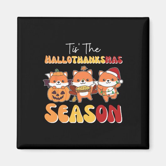 Fox Christmas Halloween Das Hallothanksmas Se Magnet (Vorne)