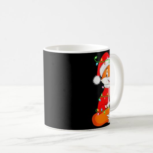 Fox Christmas Lights Santa Costume Cute Animal Xma Kaffeetasse (VorderseiteRechts)
