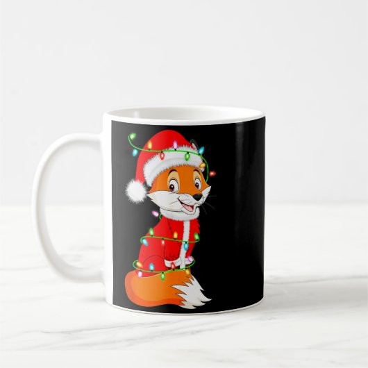 Fox Christmas Lights Santa Costume Cute Animal Xma Kaffeetasse (Links)