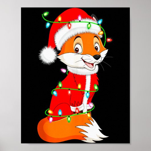 Fox Christmas Lights Santa Costume Cute Animal Xma Poster (Vorne)