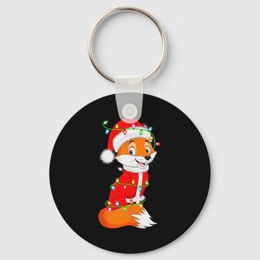 Fox Christmas Lights Santa Costume Cute Animal Xma Schlüsselanhänger (Vorderseite)