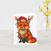 Fox Christmas Lights Xmas Karte (Gelbe Blume)