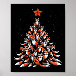 Fox Christmas Tree Fox Xmas Tree Women & amp; Boys Poster