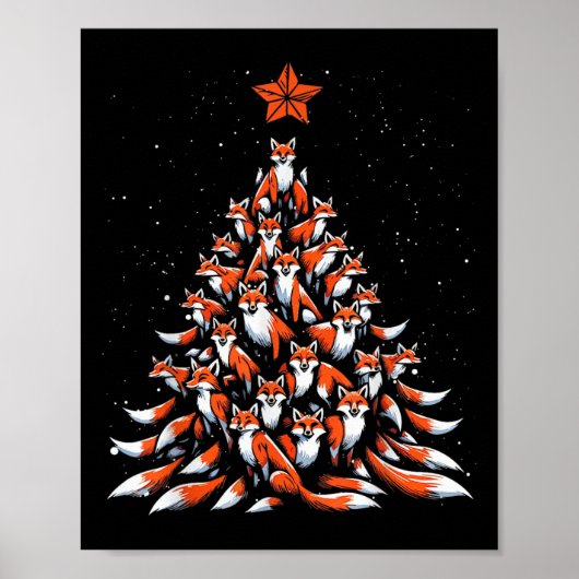 Fox Christmas Tree Fox Xmas Tree Women & amp; Boys Poster (Vorne)