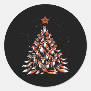 Fox Christmas Tree Fox Xmas Tree Women & amp; Boys Runder Aufkleber