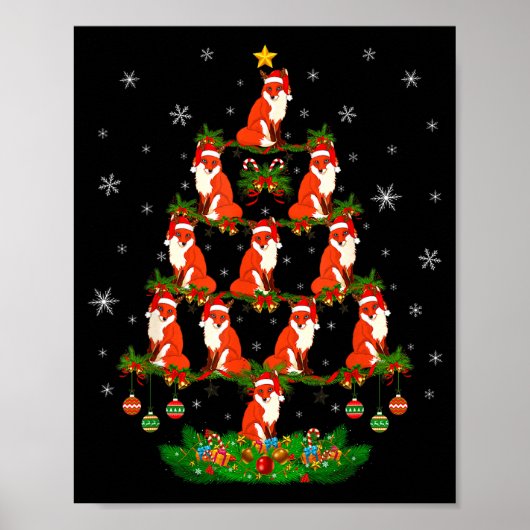 Fox Christmas Tree Funny Xmas Lover Poster (Vorne)