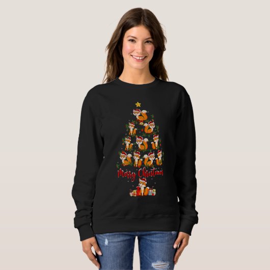 Fox Christmas Tree Lights Santa Fox Xmas Sweatshirt (Vorne ganz)