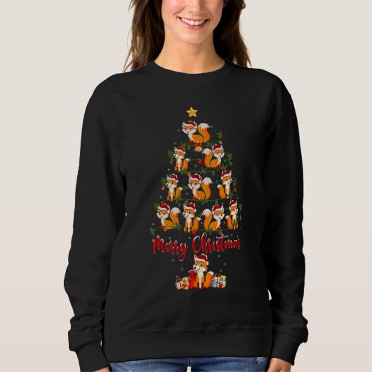 Fox Christmas Tree Lights Santa Fox Xmas Sweatshirt (Vorderseite)