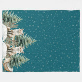 Fox Christmas Tree Sleigh Snowflakes Fleecedecke (Vorderseite (Horizontal))