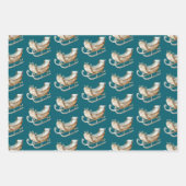 Fox Christmas Tree Sleigh Snowflakes Geschenkpapier Set (Vorderseite 3)