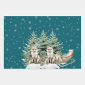 Fox Christmas Tree Sleigh Snowflakes Geschenkpapier Set (Vorderseite)