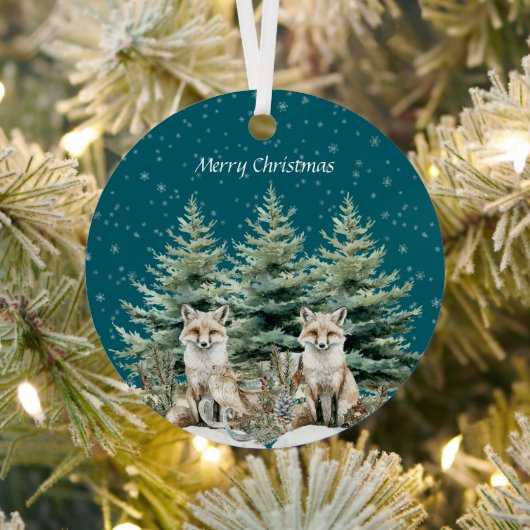 Fox Christmas Tree Sleigh Snowflakes Ornament Aus Metall (InSitu)