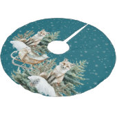 Fox Christmas Tree Sleigh Snowflakes Polyester Weihnachtsbaumdecke (Schrägansicht)