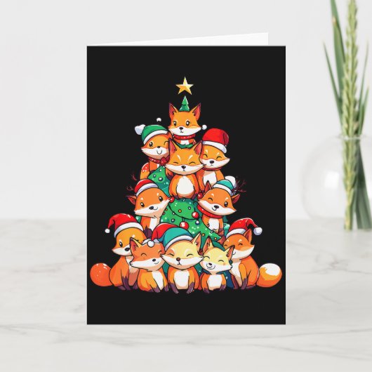 Fox Christmas Tree Xmas Girls Boys Funny Santa  Karte (Vorderseite)