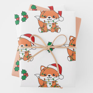 Fox Christmas Winter Animals Holiday Foxes Geschenkpapier Set