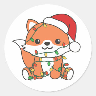 Fox Christmas Winter Animals Holiday Foxes Runder Aufkleber