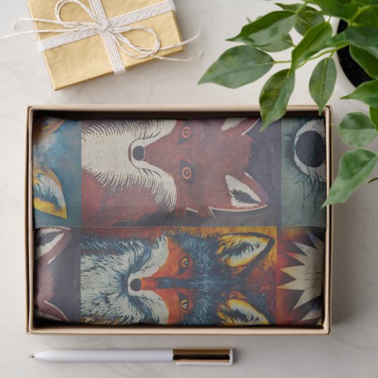 Fox Collage Decoupage Tissue Paper Seidenpapier (Geschenk)