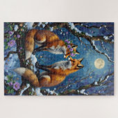 Fox Couple Affectionate Intertwined Tails Puzzle (Horizontal)