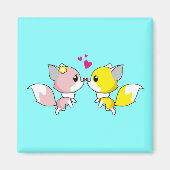 Fox Couple Kissing mit Little Hearts Overhead Magnet (Vorne)