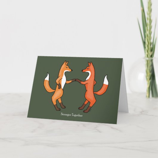 Fox Couple Wedding Jubiläum Art Card Rote Füchse Karte (Vorderseite)