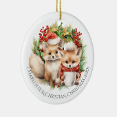 Fox Couple Winter Kranz Weihnachten Personalisiert Keramik Ornament (Rechts)