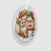 Fox Couple Winter Kranz Weihnachten Personalisiert Ornament (Vorderseite)