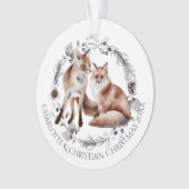 Fox Couple Winter Kranz Weihnachten Personalisiert Ornament (Vorderseite)