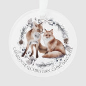 Fox Couple Winter Kranz Weihnachten Personalisiert Ornament (Vorderseite)