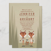 Fox Couple Woodland Engagement Party Einladung (Vorne/Hinten)