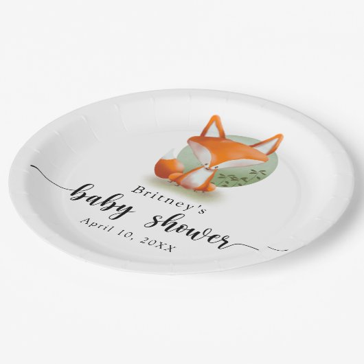 Fox cub - Babydusche Pappteller (Schrägansicht)