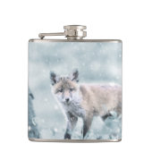 Fox Cub im Schnee Flachmann (Vorderseite)
