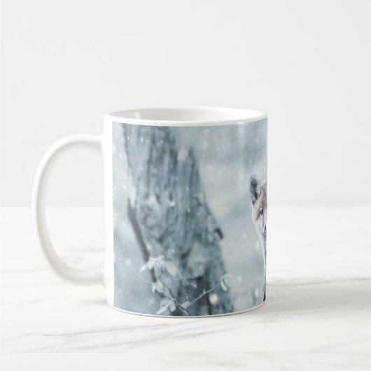Fox Cub im Schnee Kaffeetasse (Links)