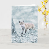 Fox Cub im Schnee Karte (Gelbe Blume)
